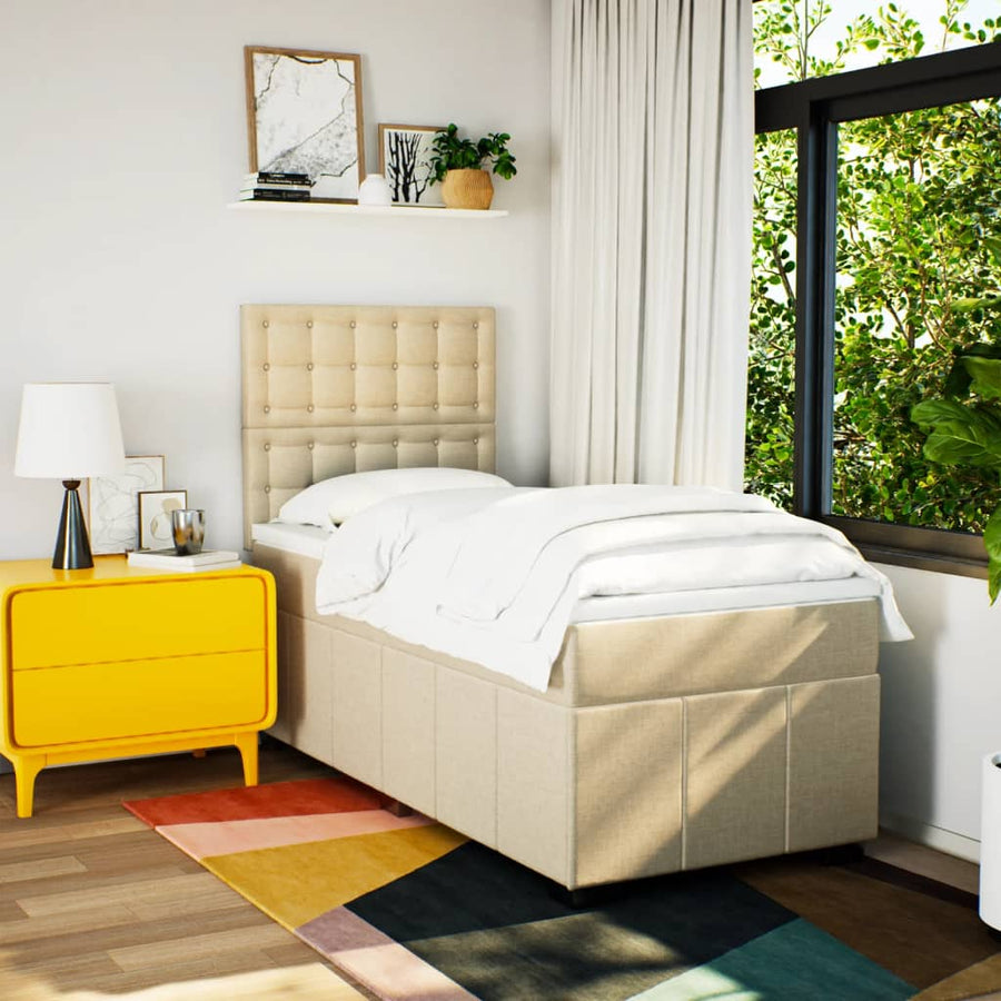Boxspring met matras stof crèmekleurig 80x200 cm
