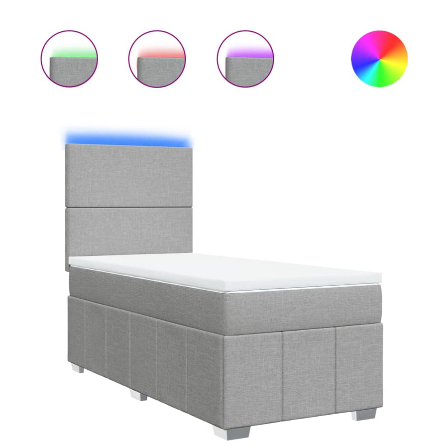 Boxspring met matras stof lichtgrijs 90x190 cm