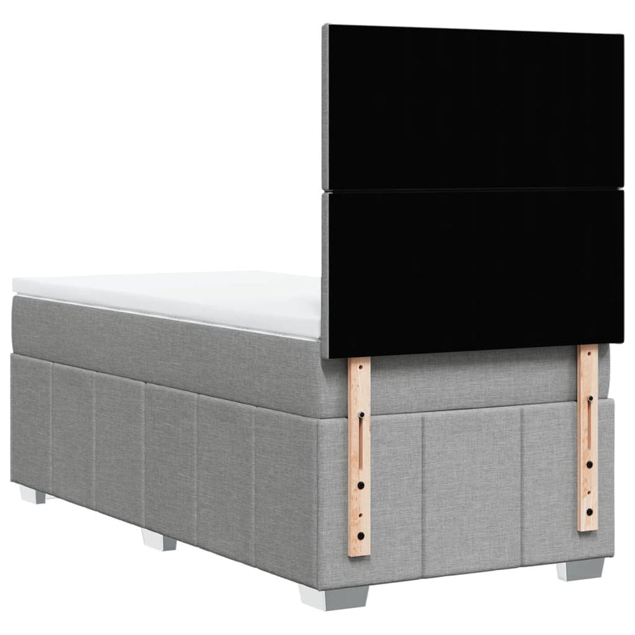 Boxspring met matras stof lichtgrijs 90x190 cm