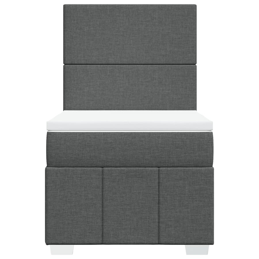 Boxspring met matras stof donkergrijs 90x190 cm