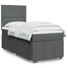 Box spring with mattress fabric dark grey 90x190 cm