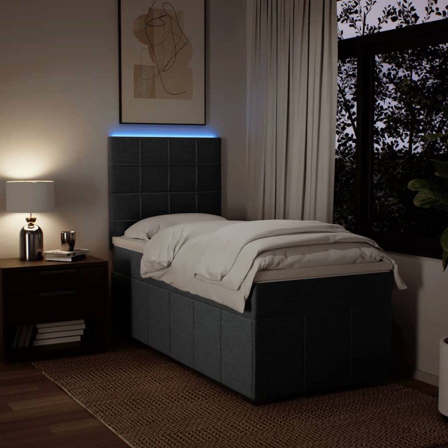Boxspring met matras stof donkergrijs 90x190 cm