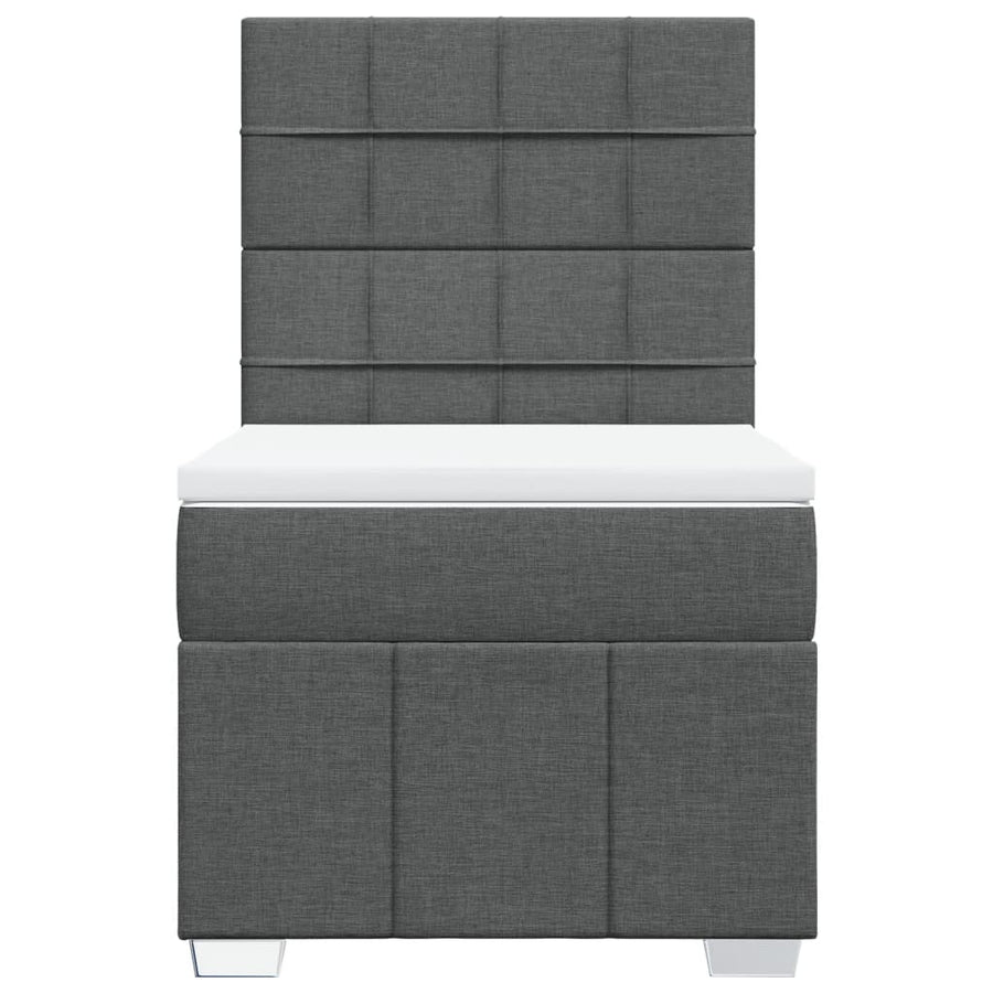 Boxspring met matras stof donkergrijs 90x190 cm