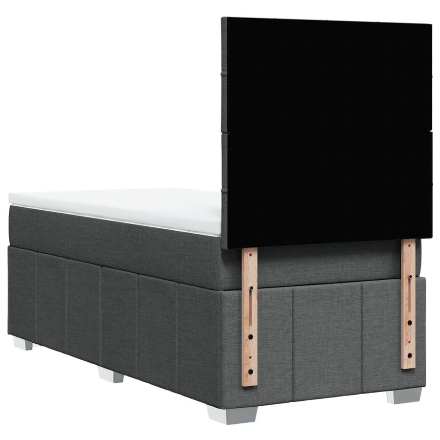 Boxspring met matras stof donkergrijs 90x190 cm