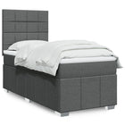 Box spring with mattress fabric dark grey 90x190 cm