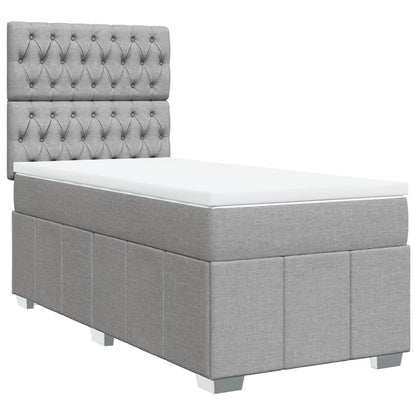 Boxspring met matras stof lichtgrijs 90x190 cm