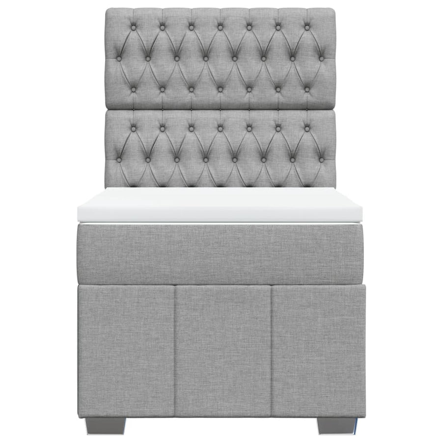 Boxspring met matras stof lichtgrijs 90x190 cm