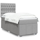 Boxspring 90x190 cm lichtgrijs stof