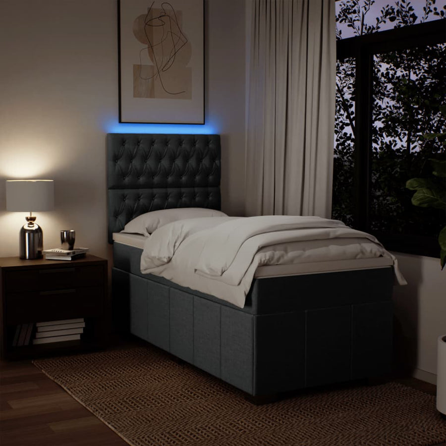 Boxspring met matras stof donkergrijs 90x190 cm