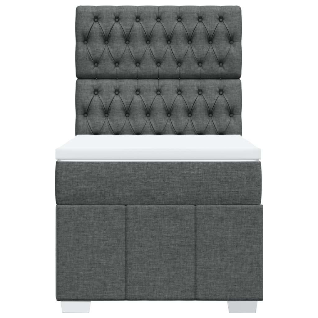 Boxspring met matras stof donkergrijs 90x190 cm