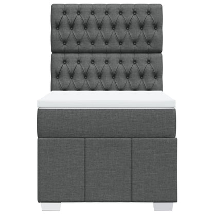 Boxspring met matras stof donkergrijs 90x190 cm