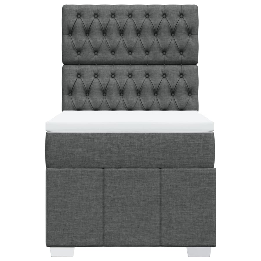 Boxspring met matras stof donkergrijs 90x190 cm