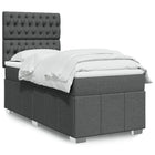 Box spring with mattress fabric dark grey 90x190 cm