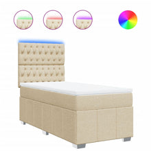 Boxspring met matras stof crèmekleurig 90x190 cm