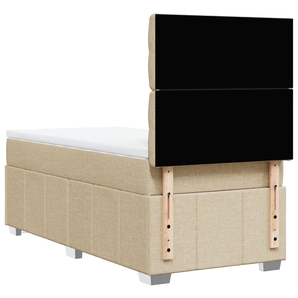 Boxspring met matras stof crèmekleurig 90x190 cm