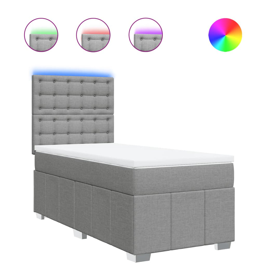 Boxspring met matras stof lichtgrijs 90x190 cm