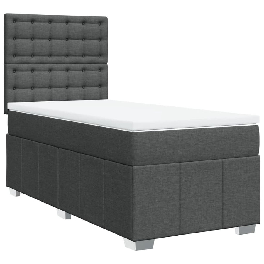 Boxspring met matras stof donkergrijs 90x190 cm