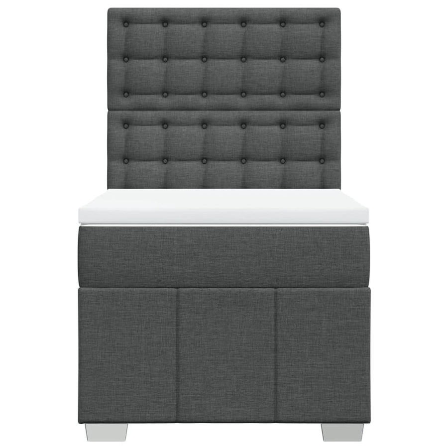 Boxspring met matras stof donkergrijs 90x190 cm