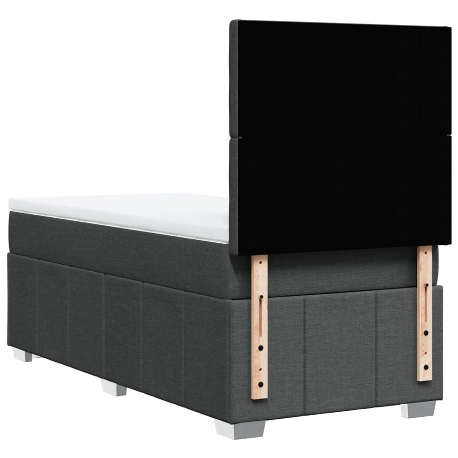 Boxspring met matras stof donkergrijs 90x190 cm