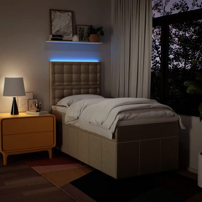 Boxspring met matras stof crèmekleurig 90x190 cm