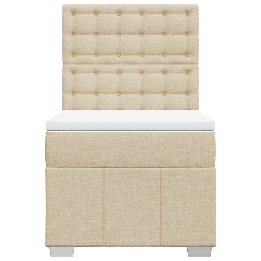 Boxspring met matras stof crèmekleurig 90x190 cm