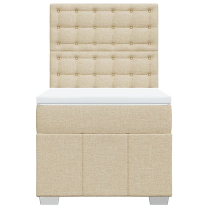 Boxspring met matras stof crèmekleurig 90x190 cm