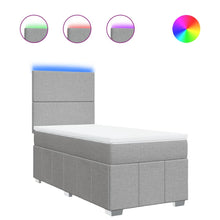 Boxspring met matras stof lichtgrijs 90x200 cm
