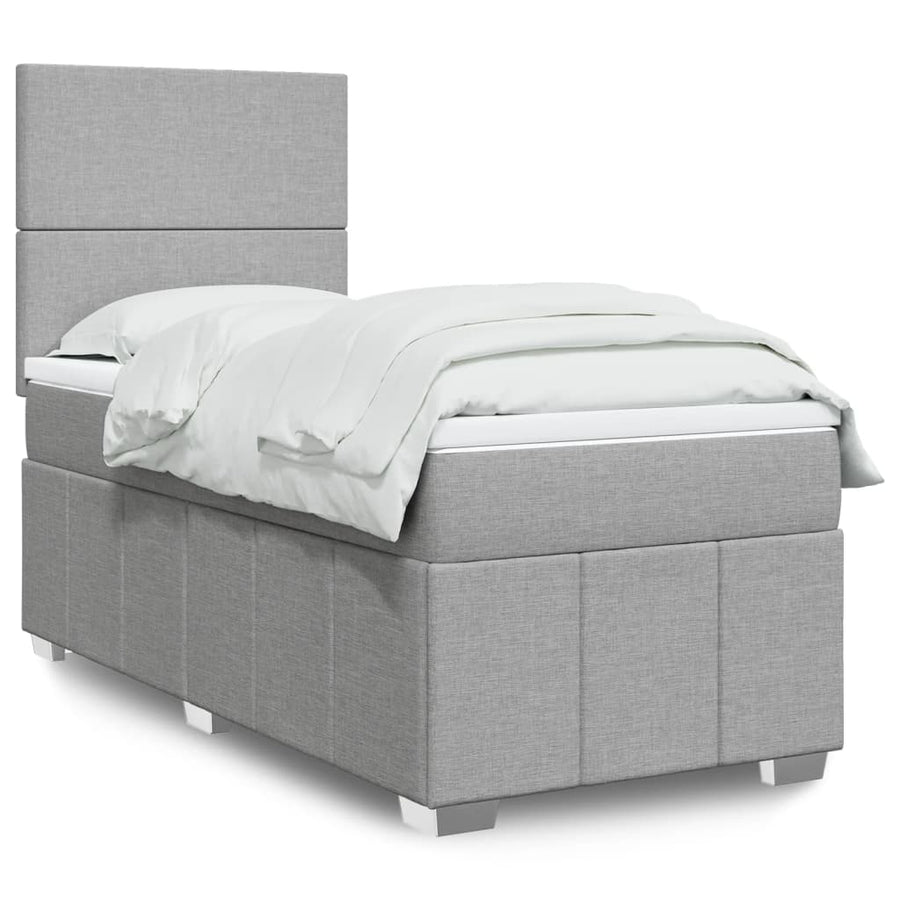 Boxspring met matras stof lichtgrijs 90x200 cm
