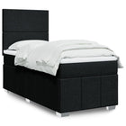 Box spring with mattress fabric black 90x200 cm