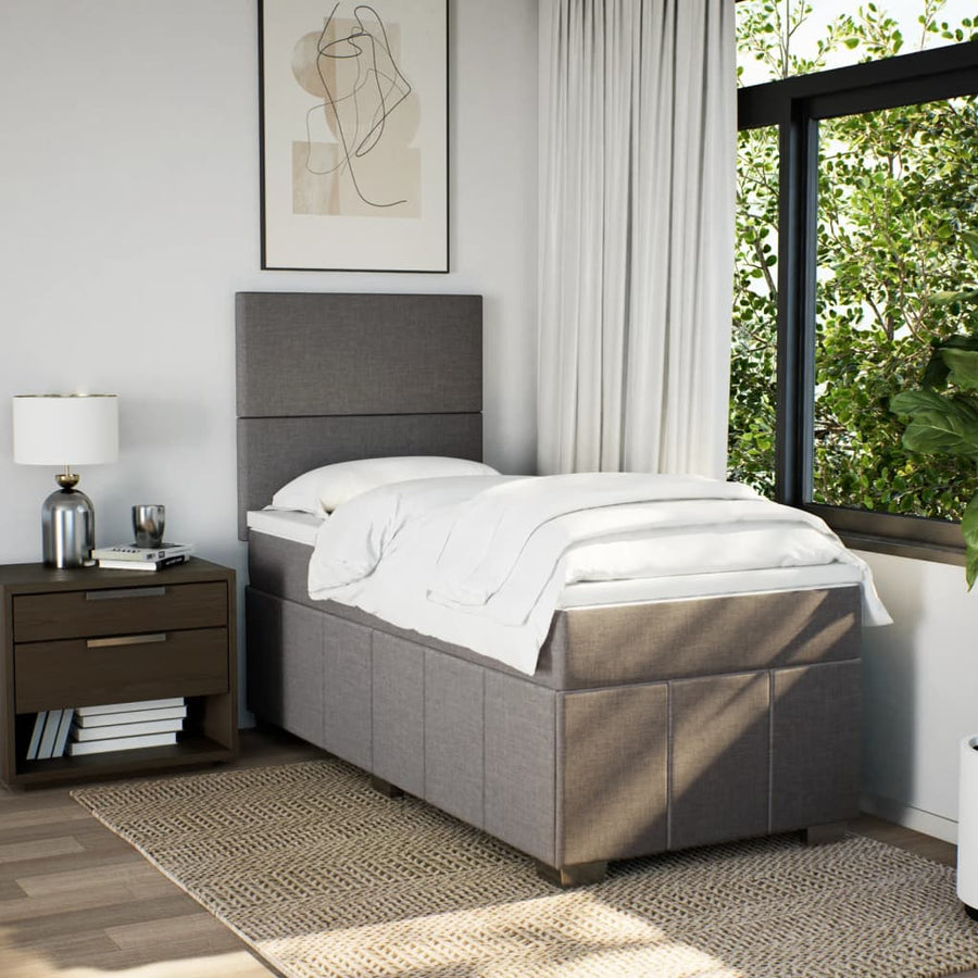 Boxspring met matras stof taupe 90x200 cm