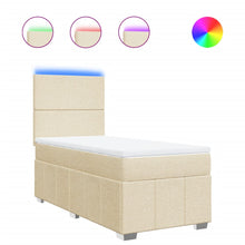 Boxspring met matras stof crèmekleurig 90x200 cm