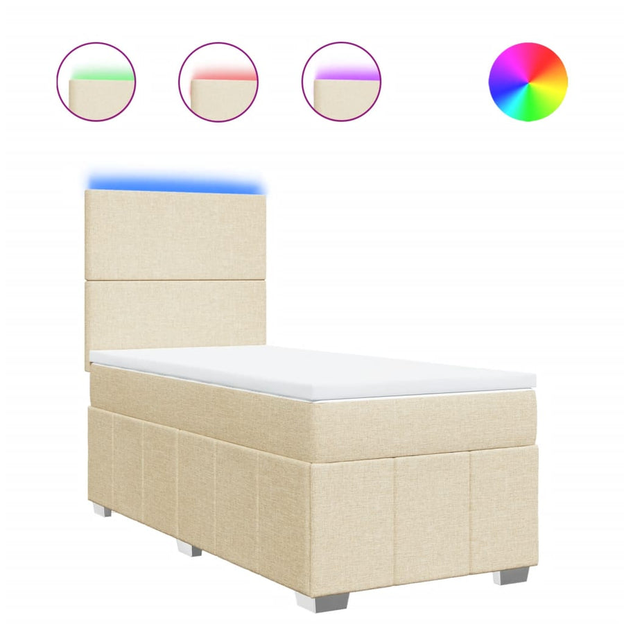 Boxspring met matras stof crèmekleurig 90x200 cm