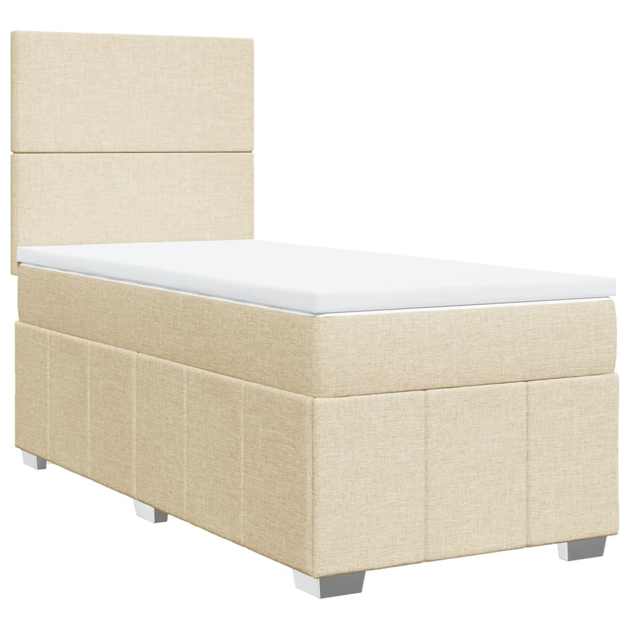 Boxspring met matras stof crèmekleurig 90x200 cm