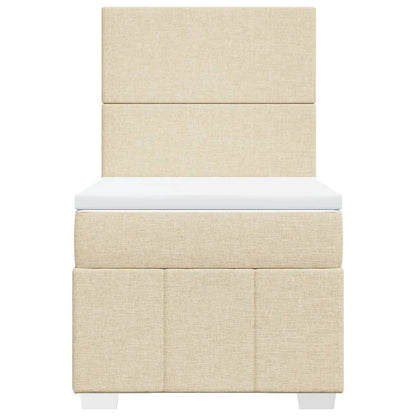 Boxspring met matras stof crèmekleurig 90x200 cm