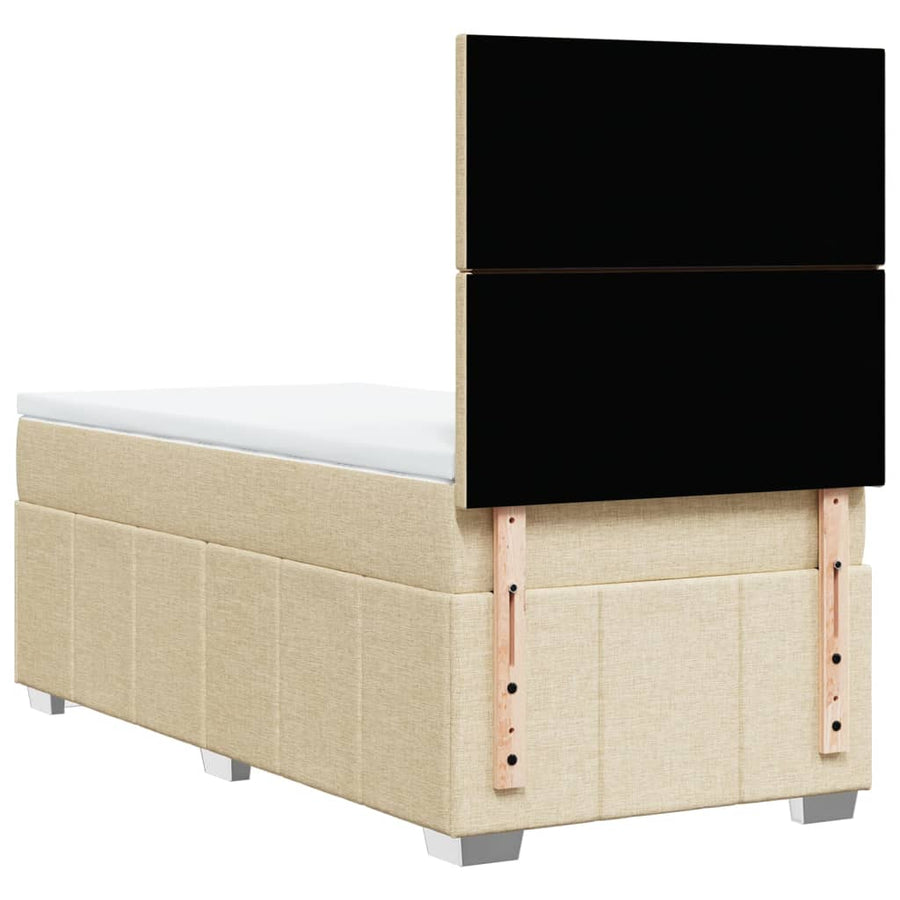 Boxspring met matras stof crèmekleurig 90x200 cm