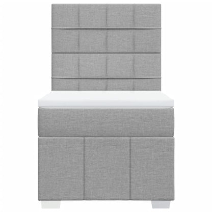 Boxspring met matras stof lichtgrijs 90x200 cm