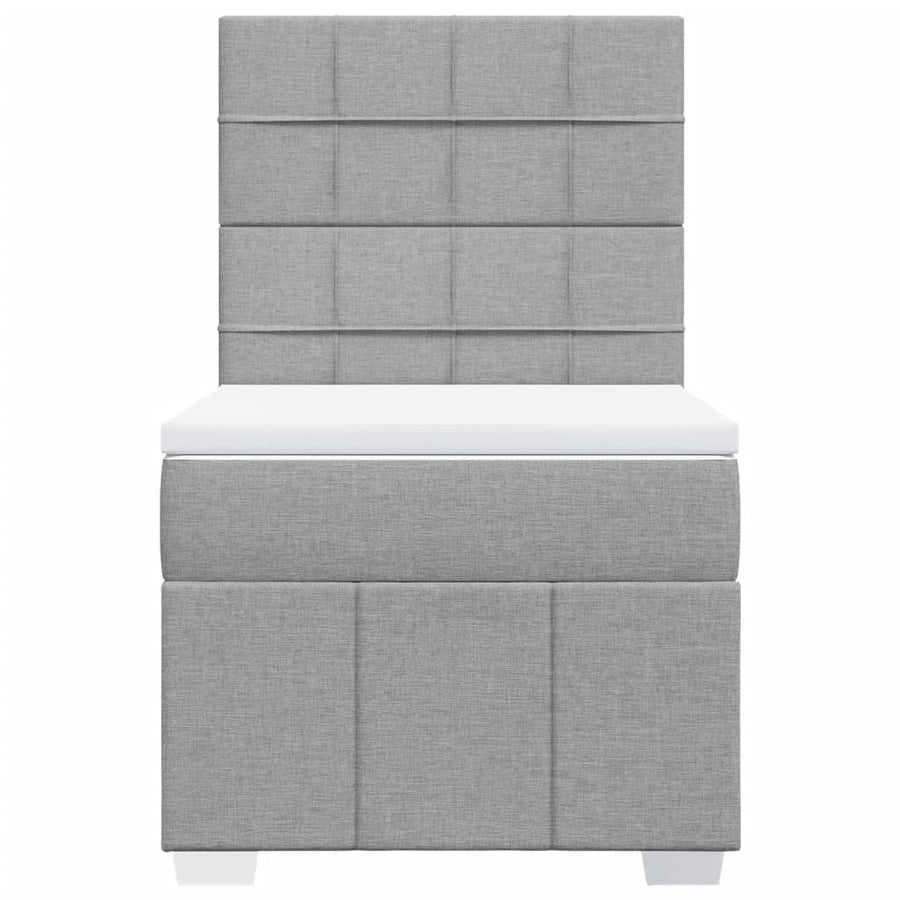 Boxspring met matras stof lichtgrijs 90x200 cm