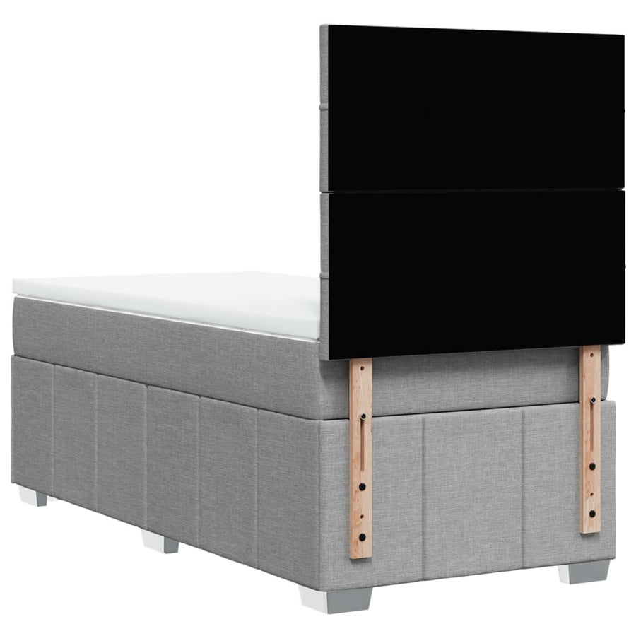 Boxspring met matras stof lichtgrijs 90x200 cm