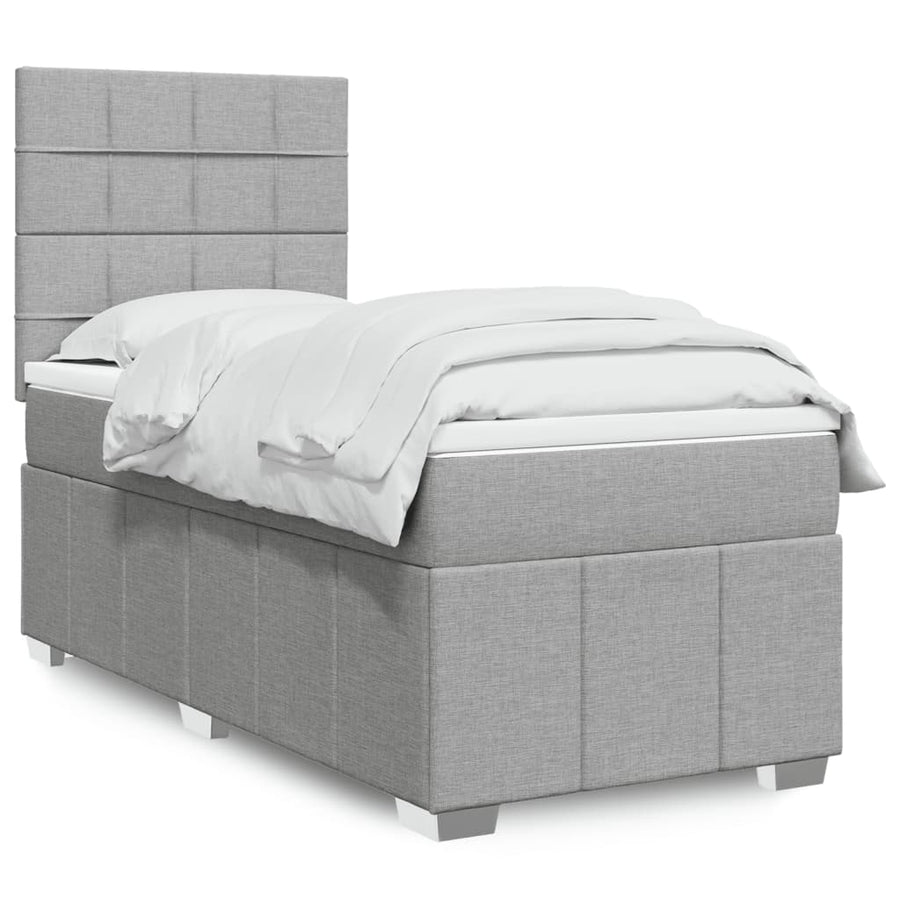 Boxspring met matras stof lichtgrijs 90x200 cm