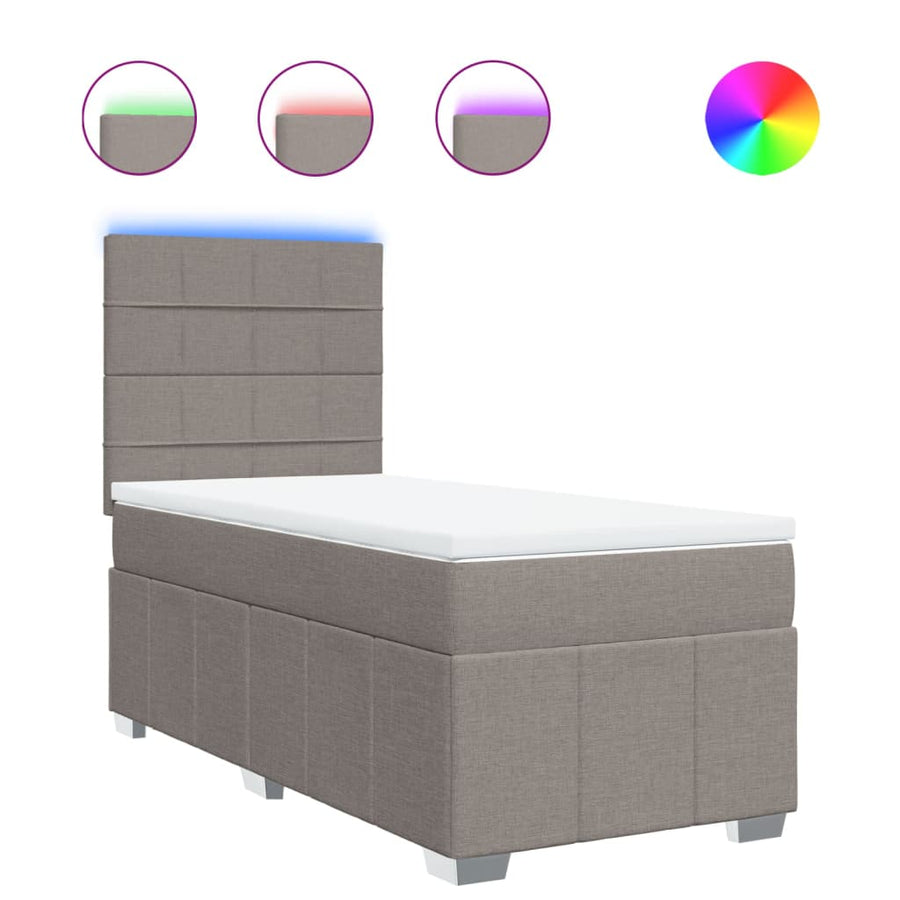 Boxspring met matras stof taupe 90x200 cm