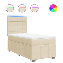 Boxspring met matras stof crèmekleurig 90x200 cm