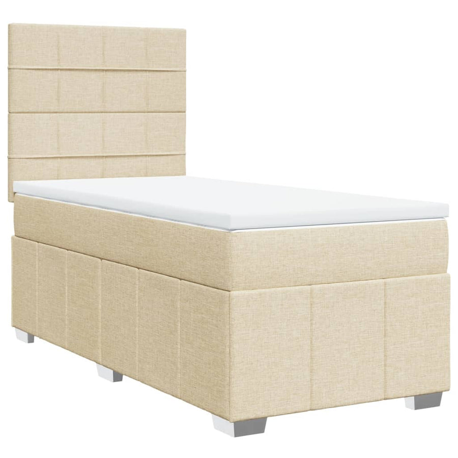 Boxspring met matras stof crèmekleurig 90x200 cm