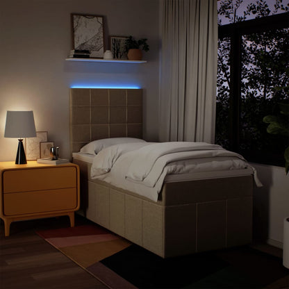 Boxspring met matras stof crèmekleurig 90x200 cm
