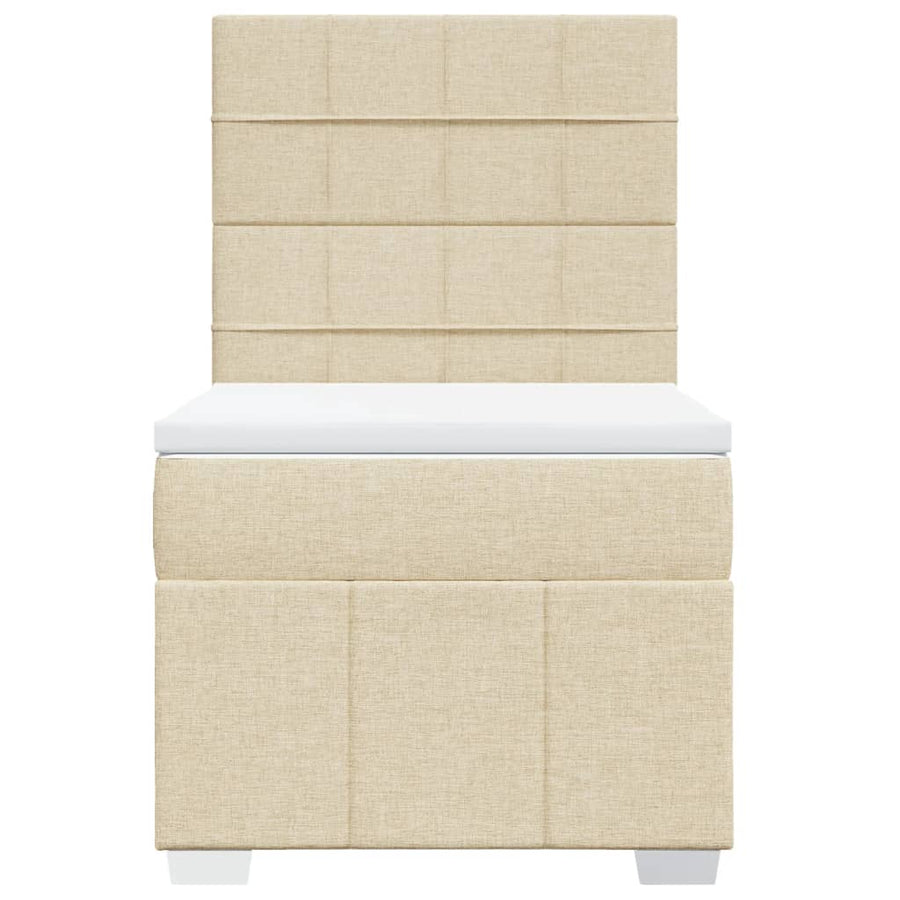 Boxspring met matras stof crèmekleurig 90x200 cm