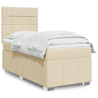 Box spring with fabric mattress cream-coloured 90x200 cm