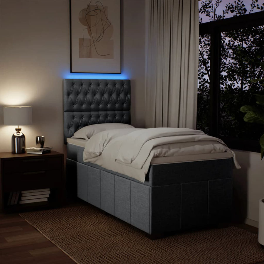 Boxspring met matras stof lichtgrijs 90x200 cm