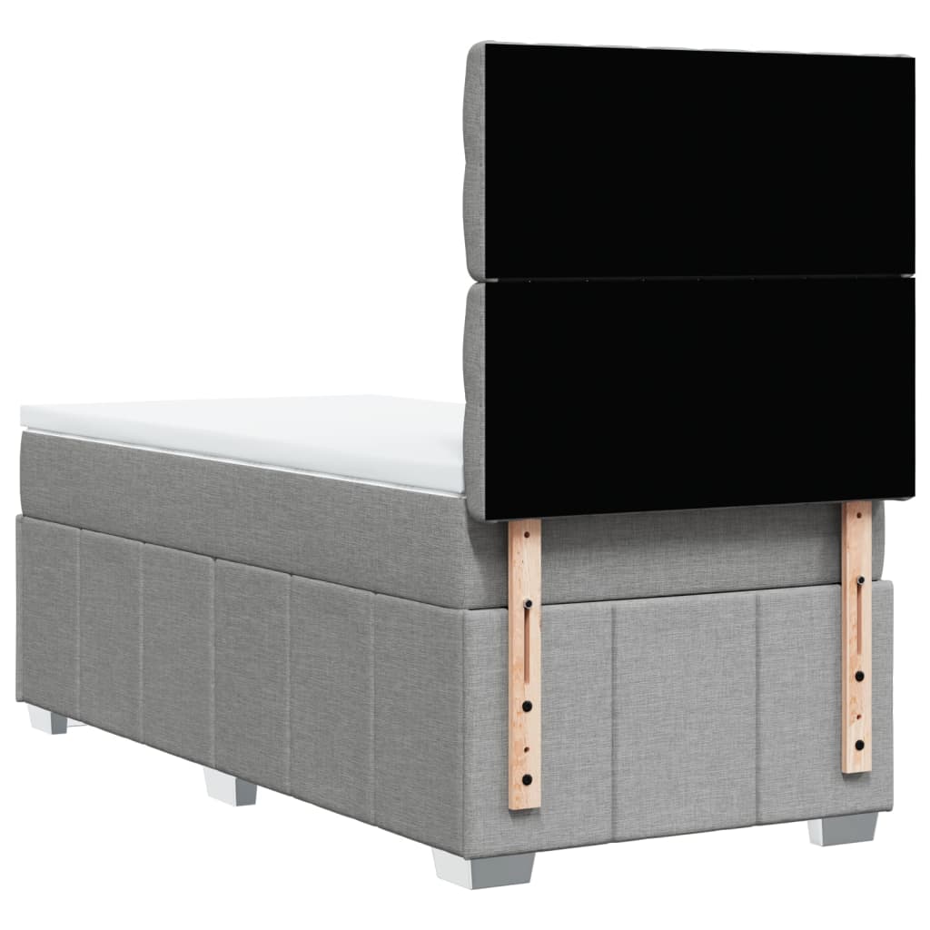 Boxspring met matras stof lichtgrijs 90x200 cm