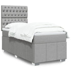 Box spring with mattress fabric light gray 90x200 cm