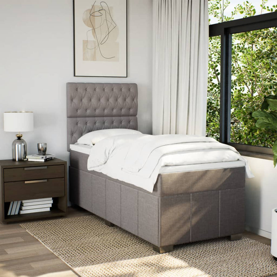 Boxspring met matras stof taupe 90x200 cm