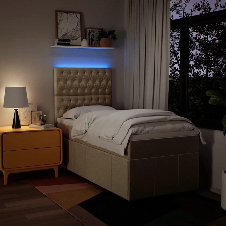 Boxspring met matras stof crèmekleurig 90x200 cm